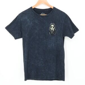 Ghost Face New York Graphic T Shirt Black‎ Acid Wash Scream Movie Tee Mens Small